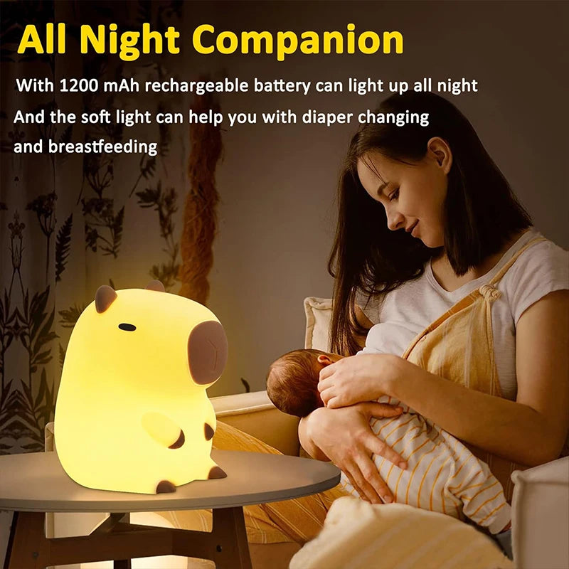 Cute Capybara Silicone Rechargeable Night Light Gift