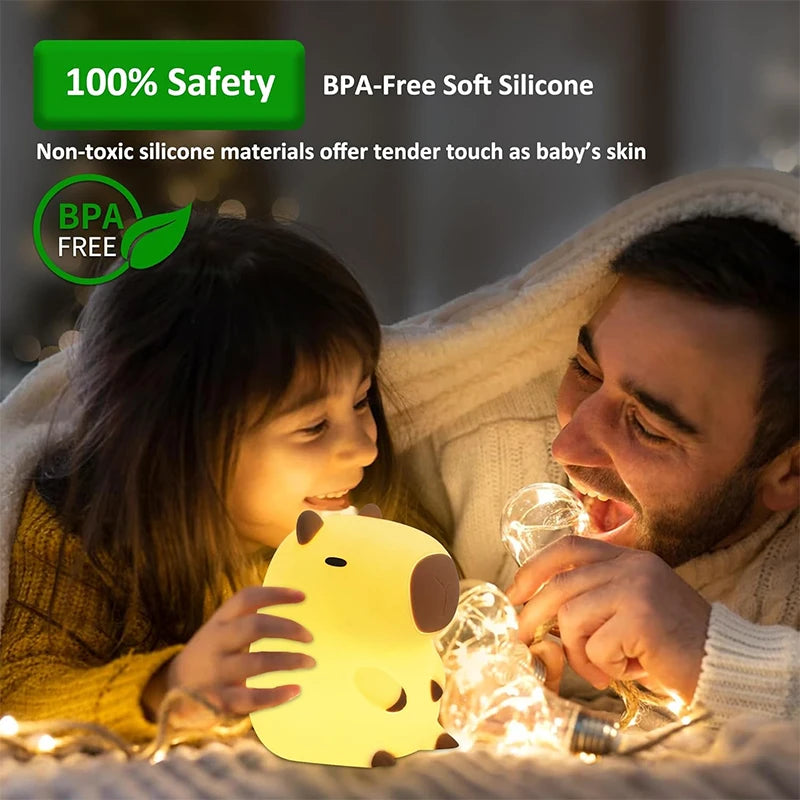 Cute Capybara Silicone Rechargeable Night Light Gift